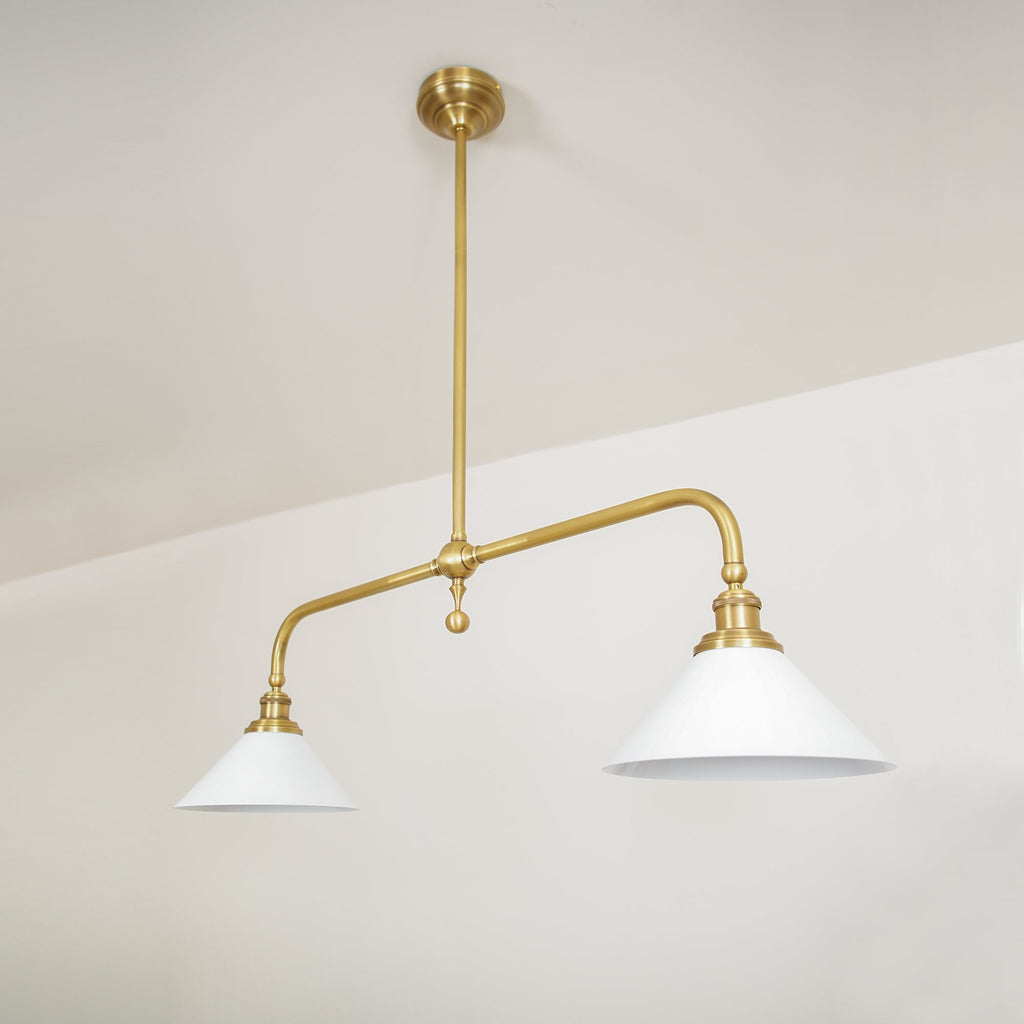 Candeeiro suspenso de vidro vintage AstraVex — Abat-jour branco, design de duas lâmpadas - Desfino