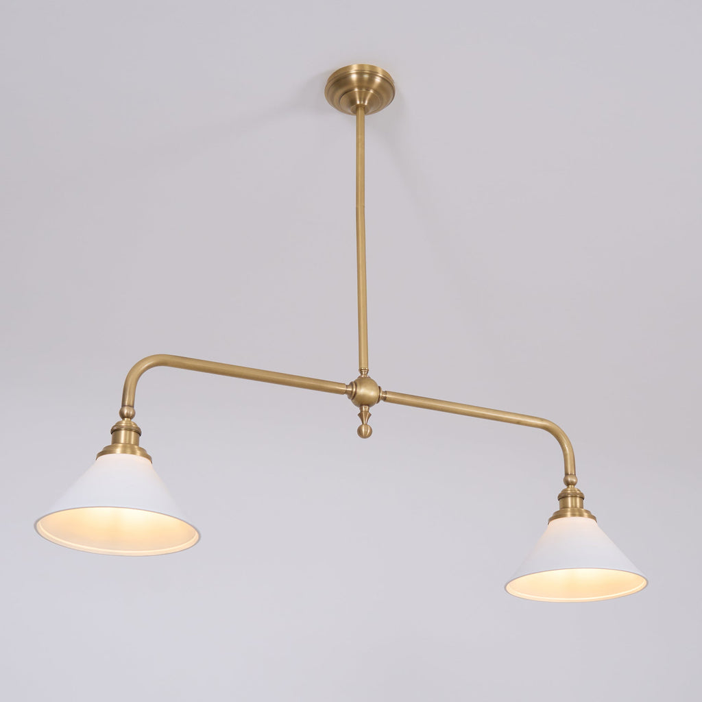 Candeeiro suspenso de vidro vintage AstraVex — Abat-jour branco, design de duas lâmpadas - Desfino