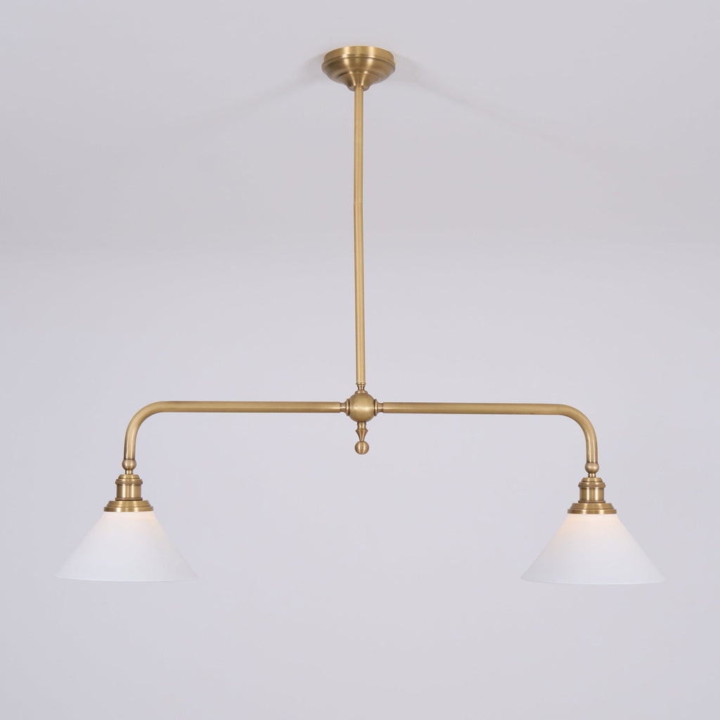Candeeiro suspenso de vidro vintage AstraVex — Abat-jour branco, design de duas lâmpadas - Desfino