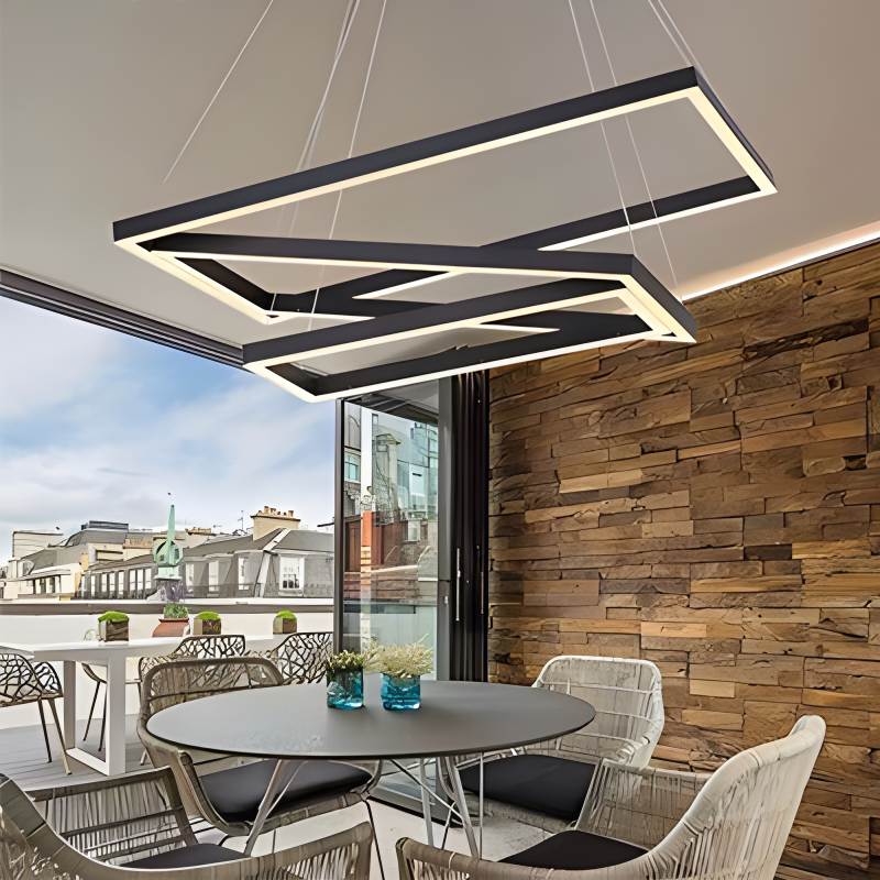 Modern Black Tiered Rectangular Chandelier | Desfino