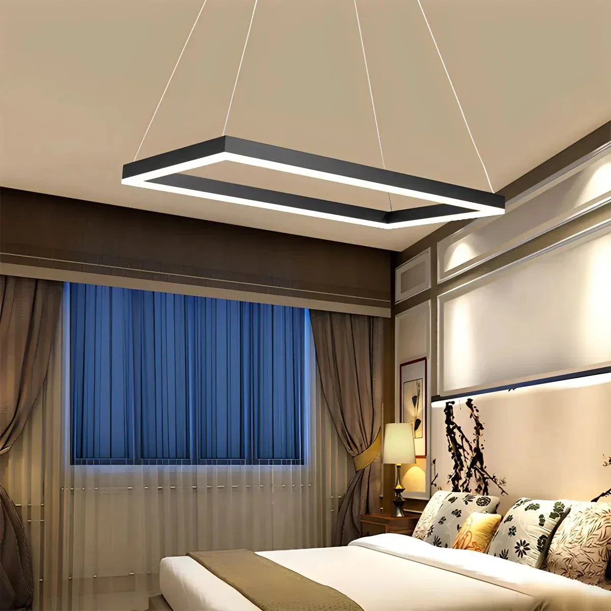 Modern Black Tiered Rectangular Chandelier | Desfino