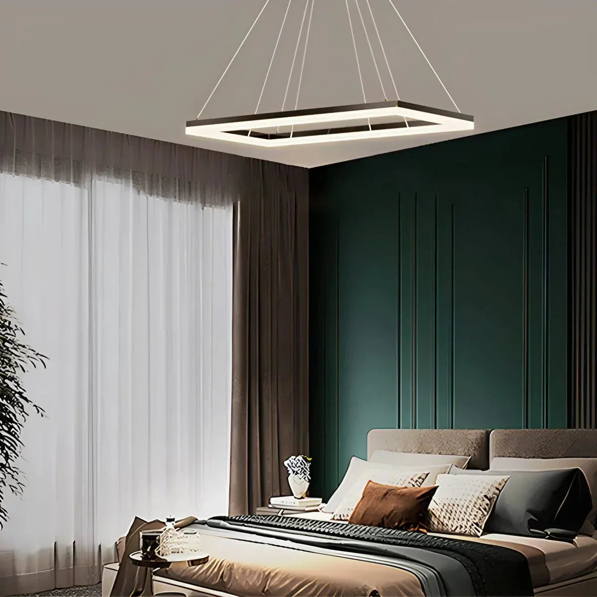 Modern Black Tiered Rectangular Chandelier | Desfino