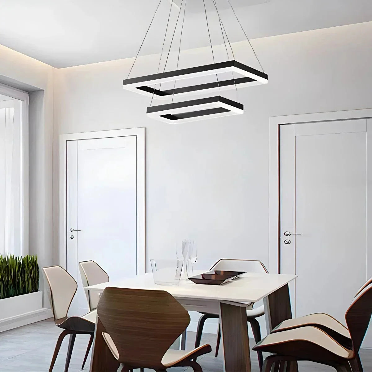 Modern Black Tiered Rectangular Chandelier | Desfino