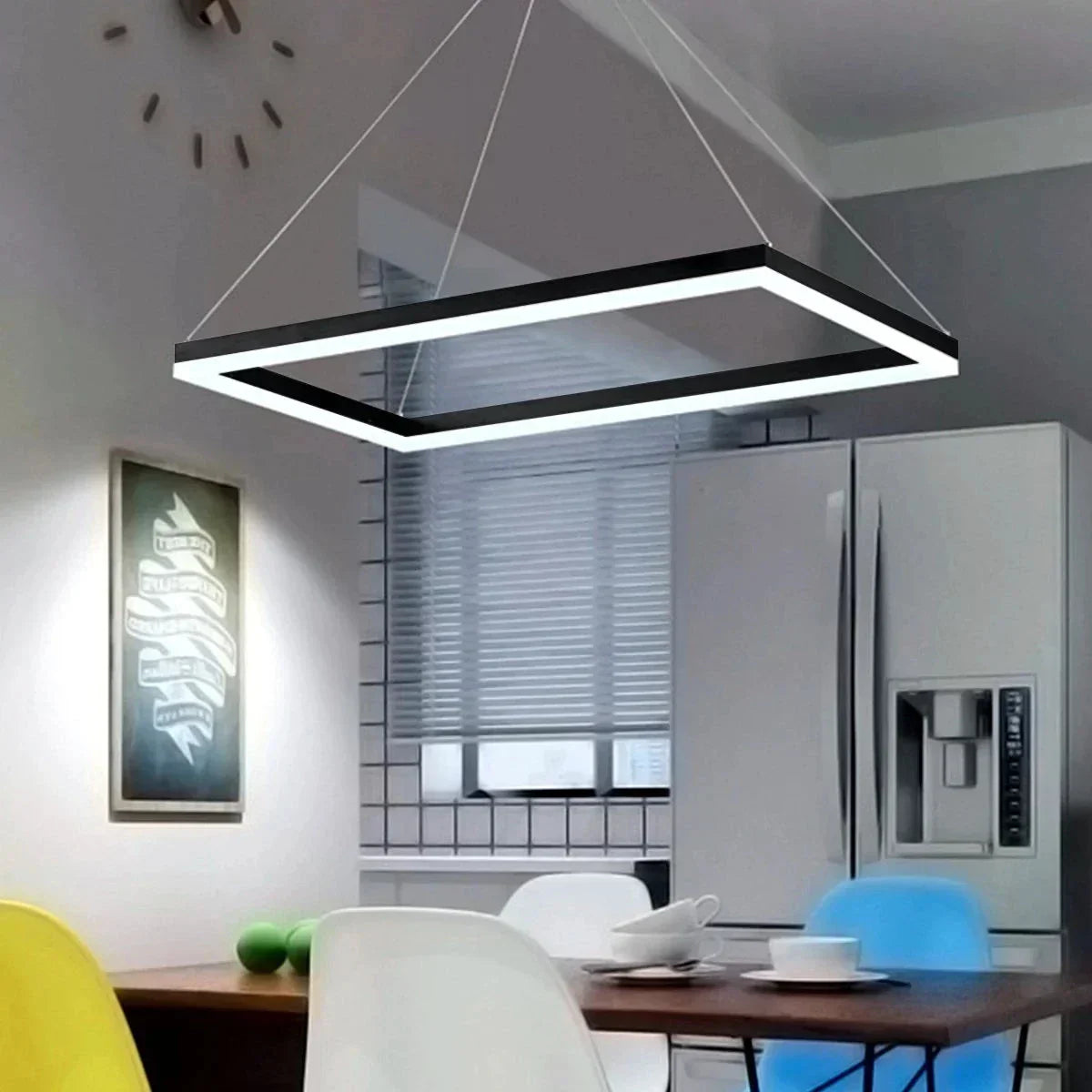 Modern Black Tiered Rectangular Chandelier | Desfino