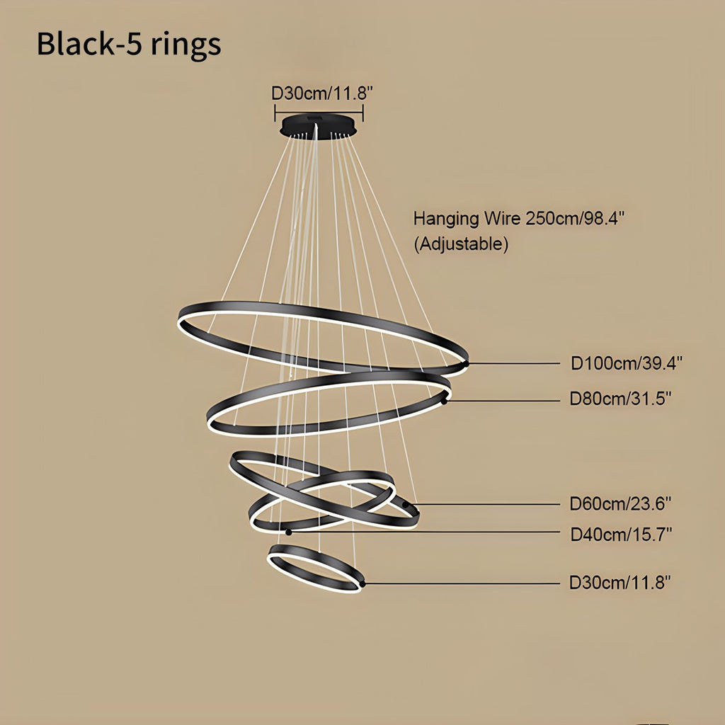 Mehrstufiger Ringkronleuchter mit mehreren Ringen | Desfino