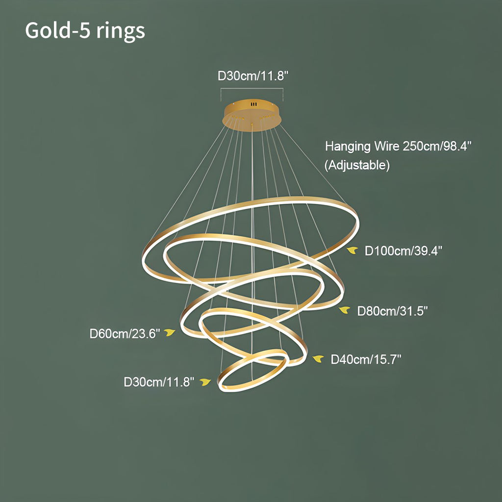 Mehrstufiger Ringkronleuchter mit mehreren Ringen | Desfino
