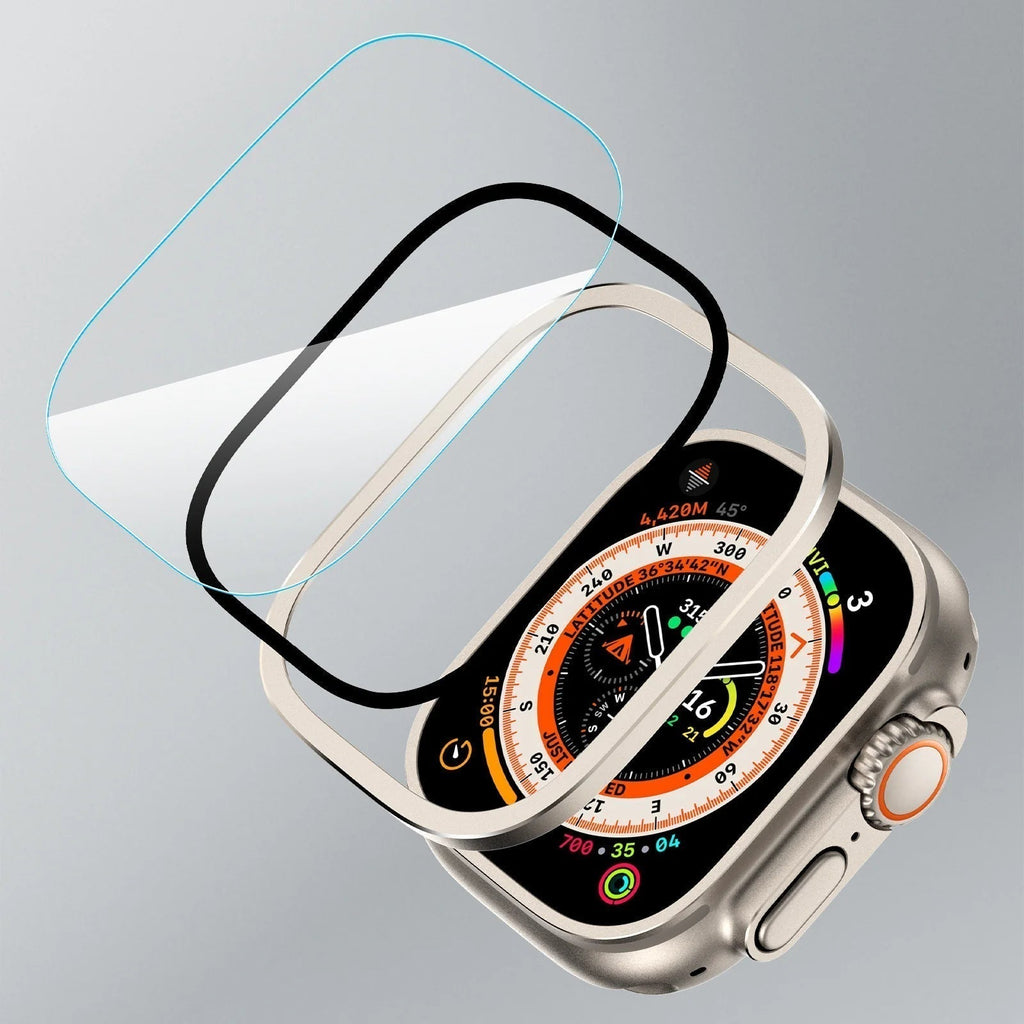 Titaaninen karkaistusta lasista valmistettu suojakotelo Apple Watch Ultra- ja Ultra 2 -malleille, 49 mm - Desfino