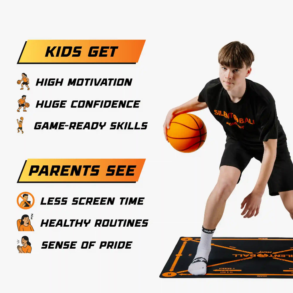 Basketball-Trainingsset — lautloses Dribbling, Matte & rutschfeste Socken | Desfino