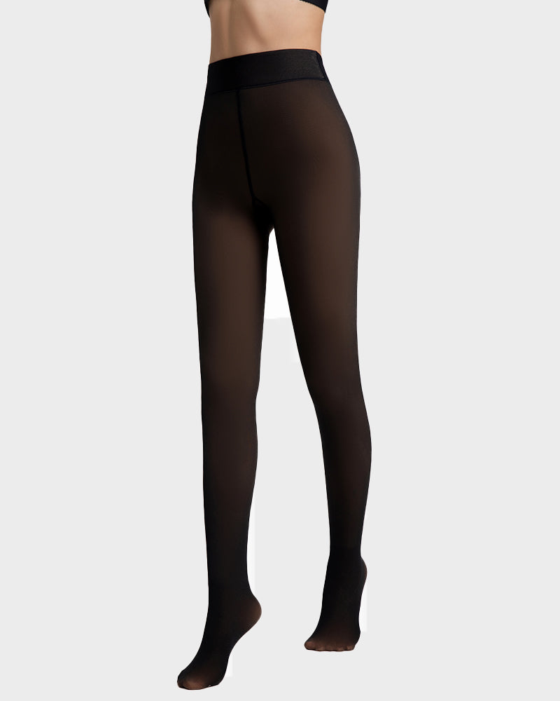 Translucent Fleece Lined Tights — Contoured Waist Support