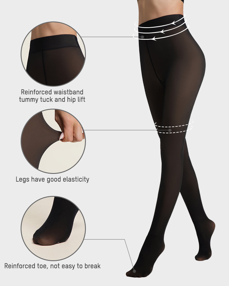Translucent Fleece Lined Tights — Contoured Waist Support