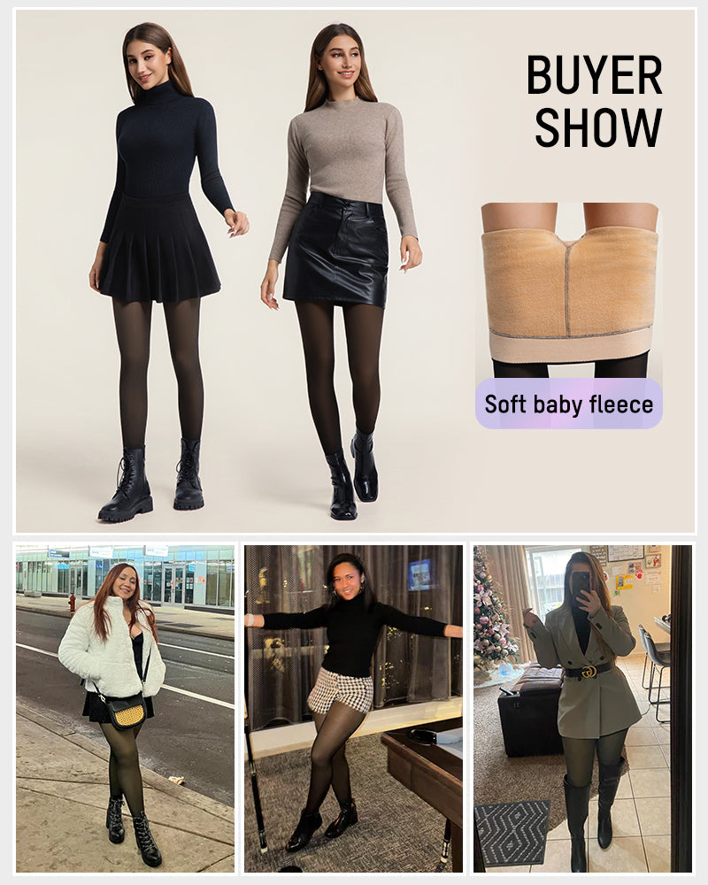 Translucent Fleece Lined Tights — Contoured Waist Support