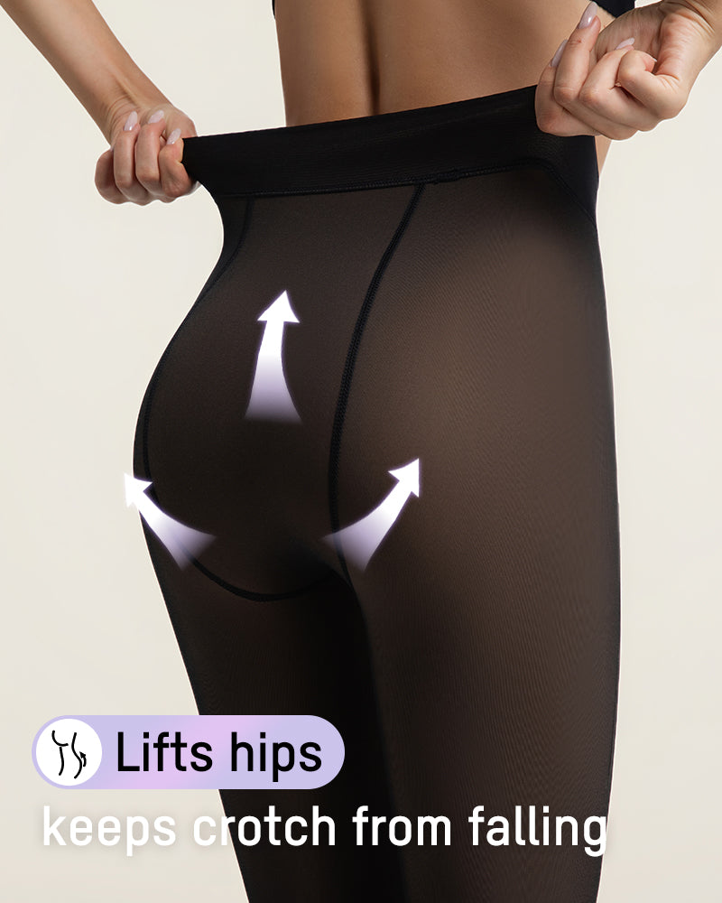 Translucent Fleece Lined Tights — Contoured Waist Support