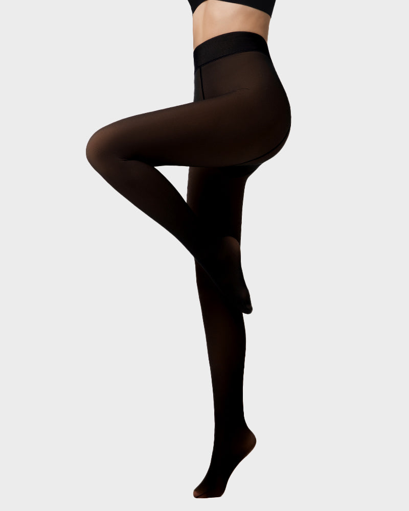 Translucent Fleece Lined Tights — Contoured Waist Support