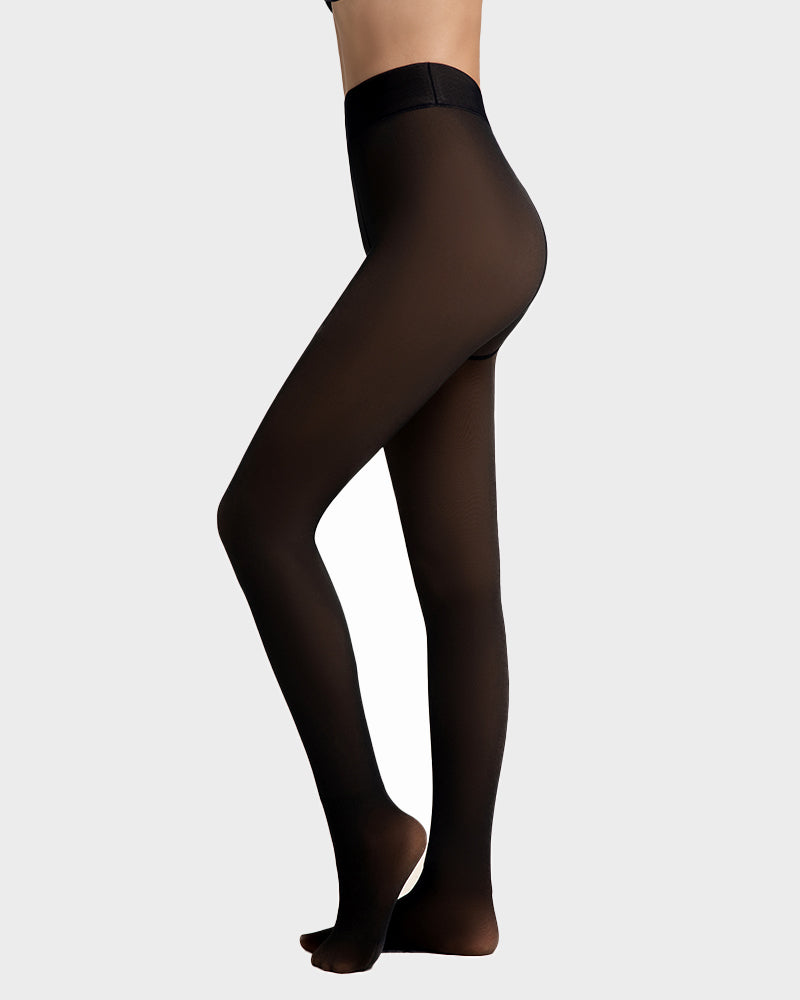 Translucent Fleece Lined Tights — Contoured Waist Support