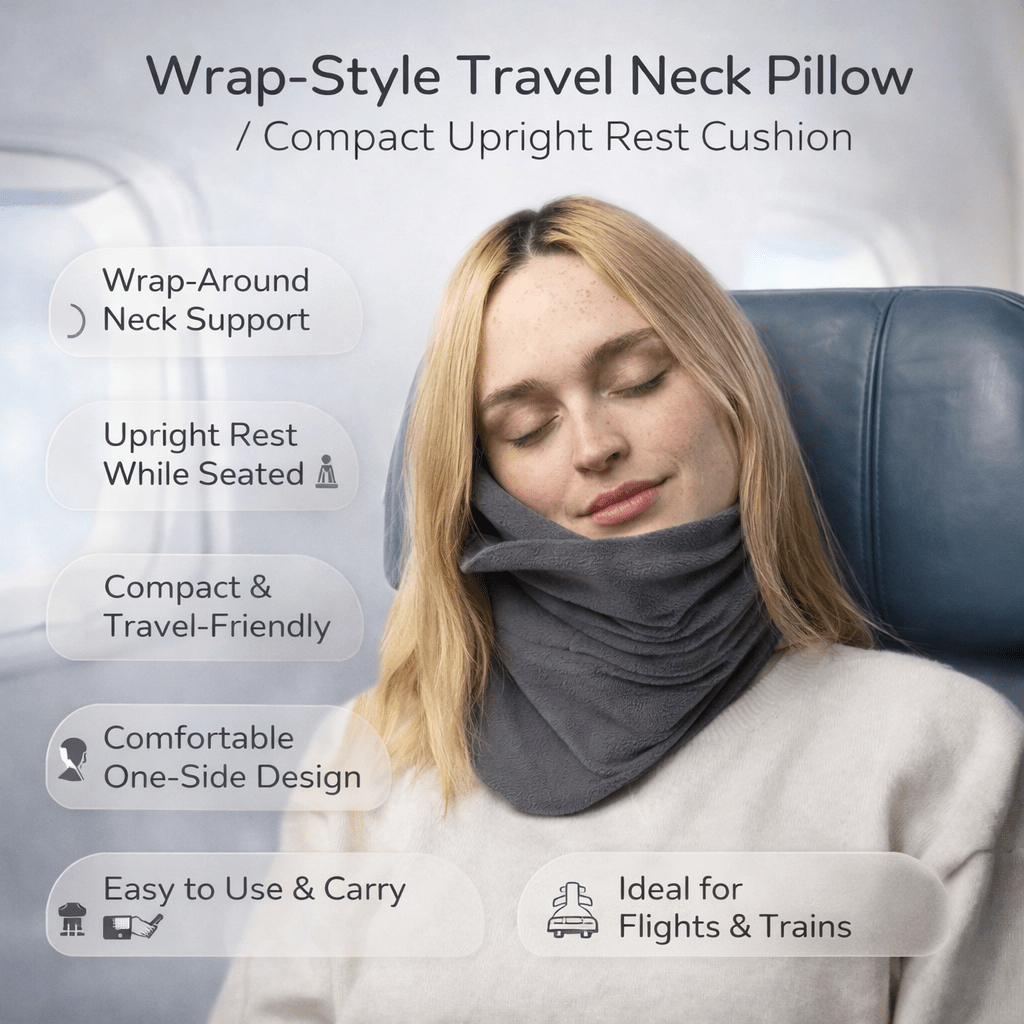 Almohada de viaje envolvente para el cuello en forma de U — soporte para la cabeza en posición erguida - Desfino