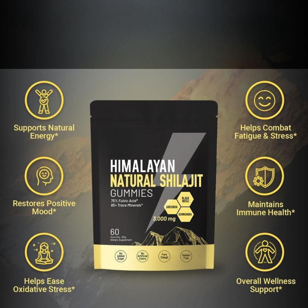 Gumové bonbony Shilajit z Himálaje — podpora energie, vytrvalosti a vitality - Desfino