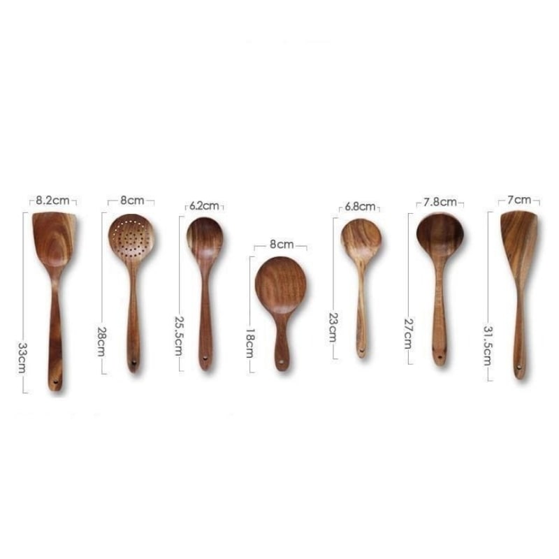 Hearthwood Teak Kitchen Utensils Set — Mineral Oil Finish