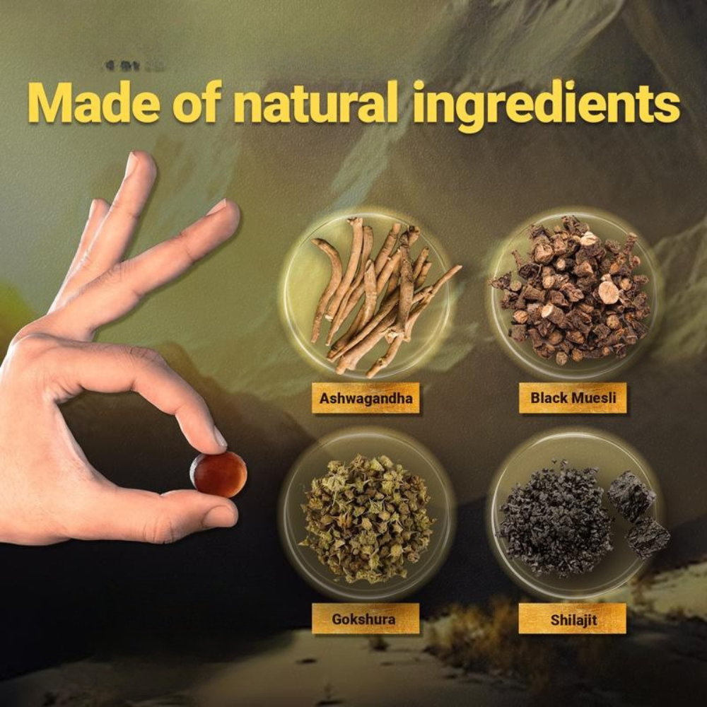 Gumové bonbony Shilajit z Himálaje — podpora energie, vytrvalosti a vitality - Desfino