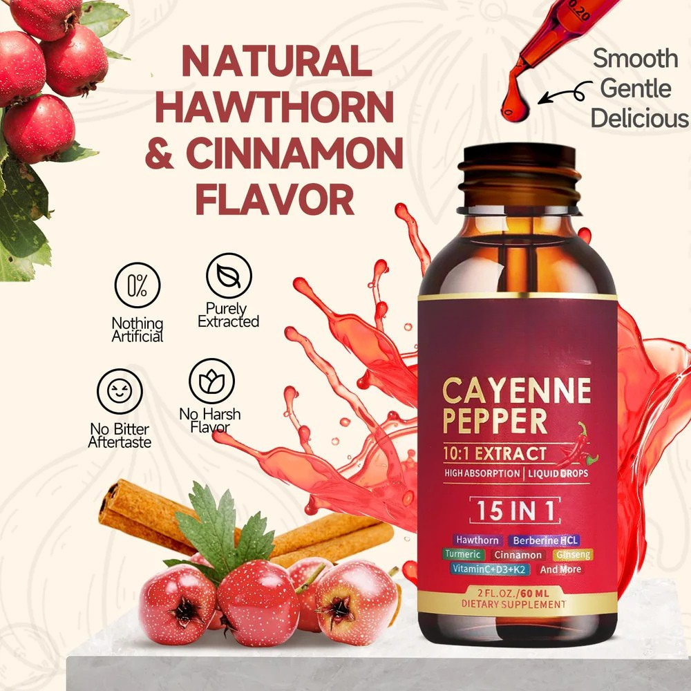 Cayenne Pepper Liquid Drops — Standard Dropper Bottle