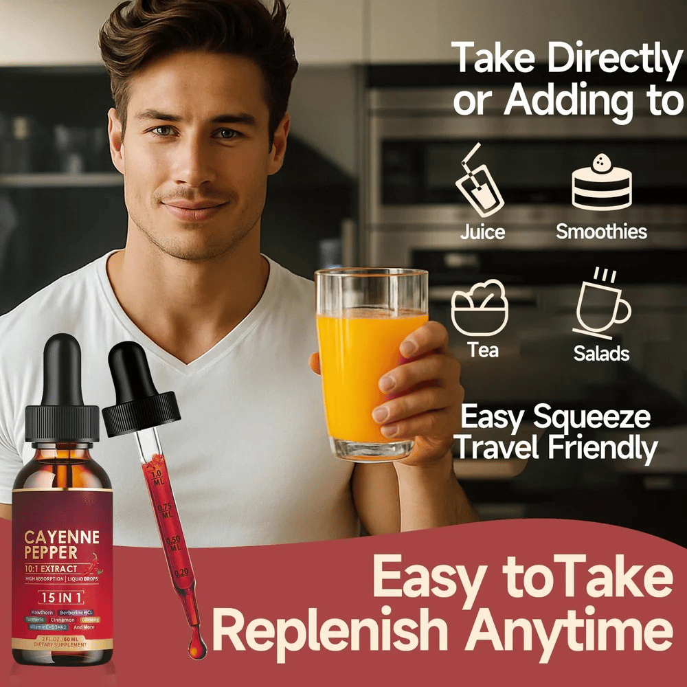 Cayenne Pepper Liquid Drops — Standard Dropper Bottle