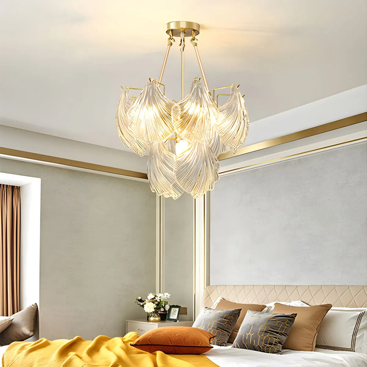 Vintage Rowan Glass Shell Chandelier | Desfino