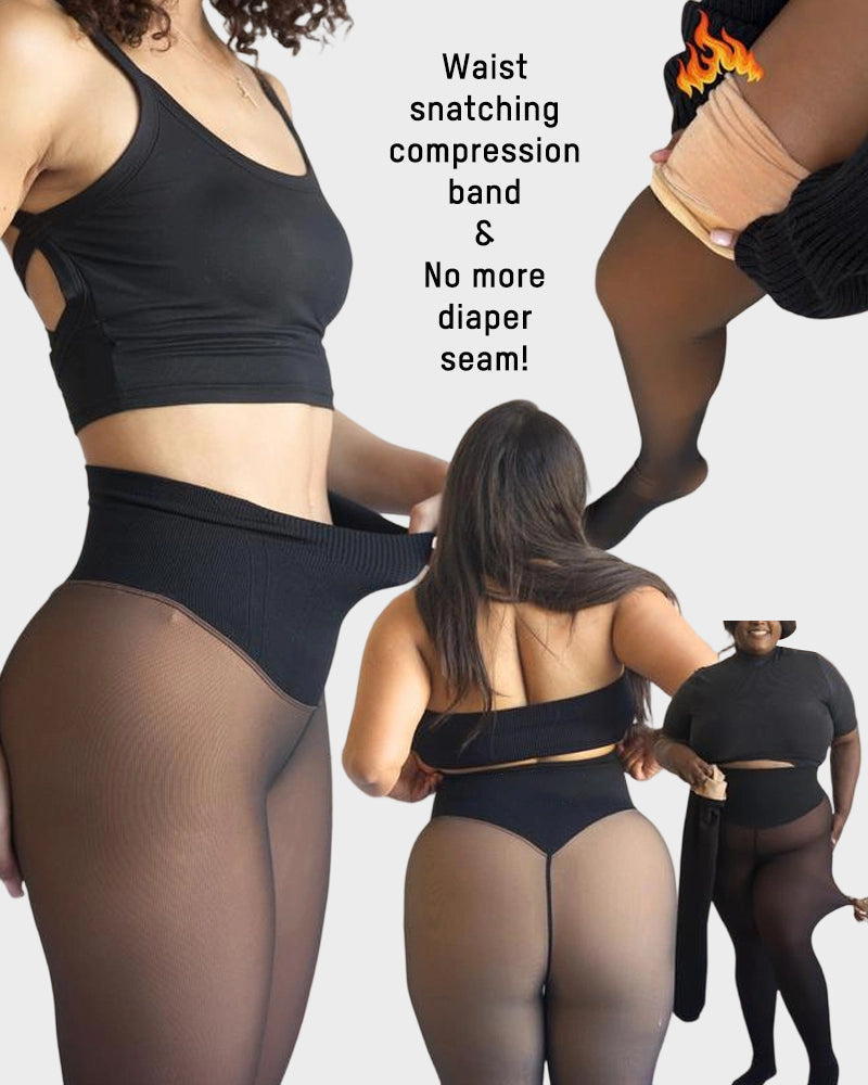Single-Seam Fleece Shaping Leggings Snatched Compression Waistband