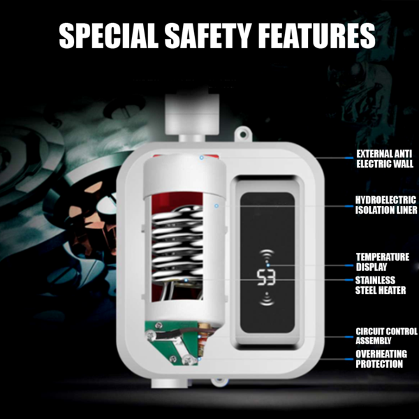 Scaldabagno istantaneo portatile Kirrea da 3500W — Manopola per la regolazione della temperatura - Desfino
