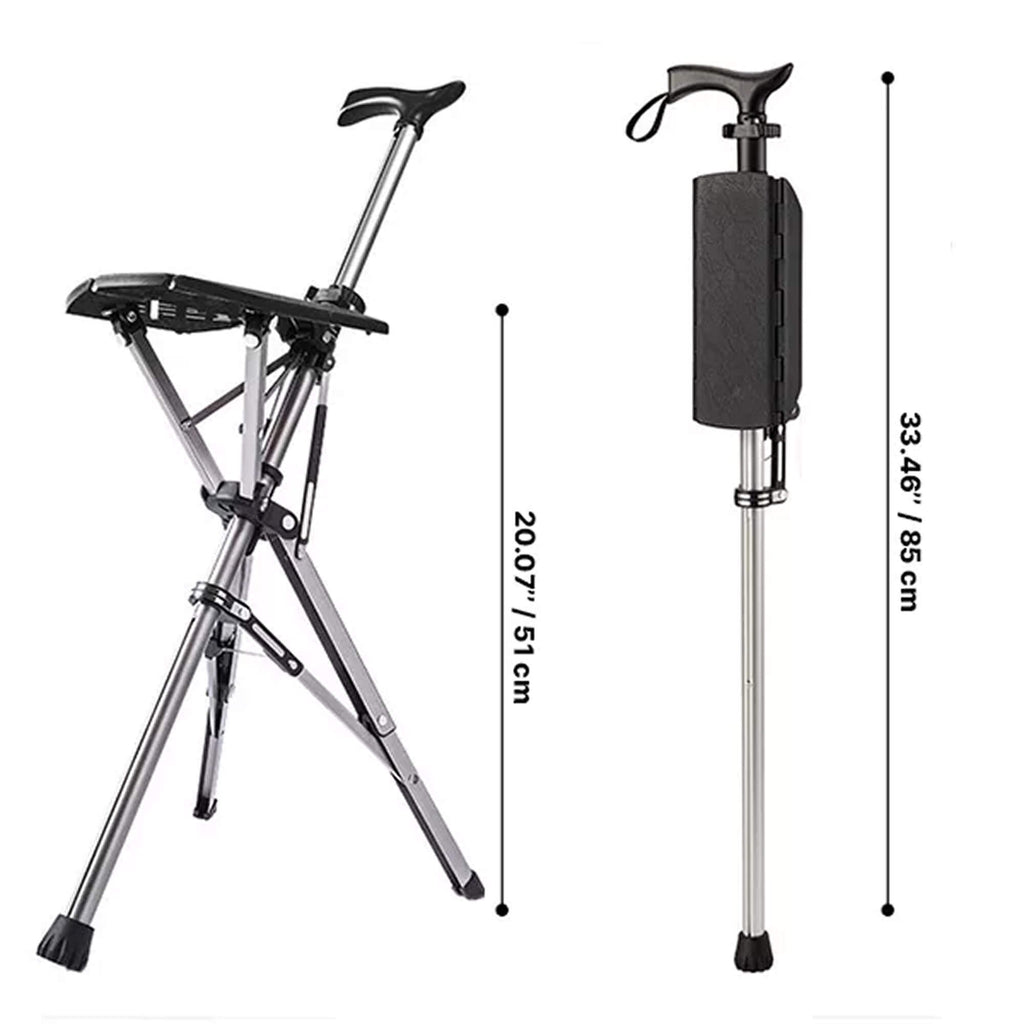 Portable Folding Walking Stick with Seat — Cane Chair - Desfino