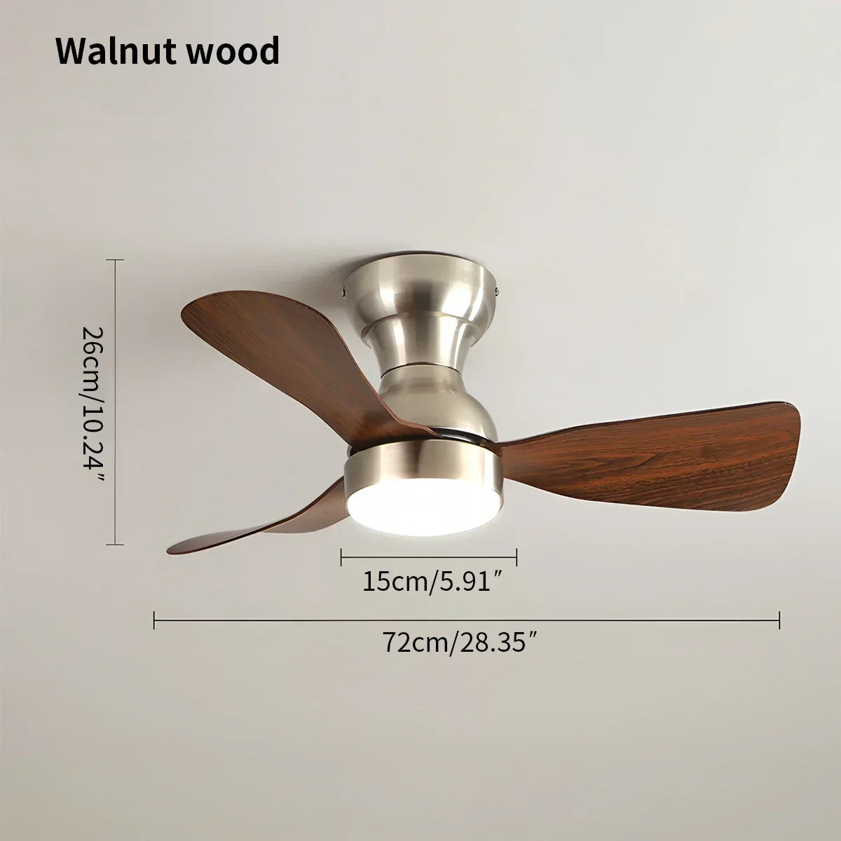 Kompakter Deckenventilator mit Licht und Fernbedienung für Innenräume | Desfino