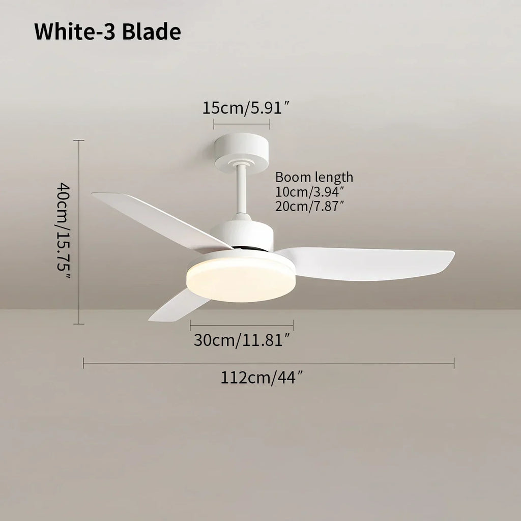 Weiße Deckenventilatorleuchte mit Fernbedienung | Desfino