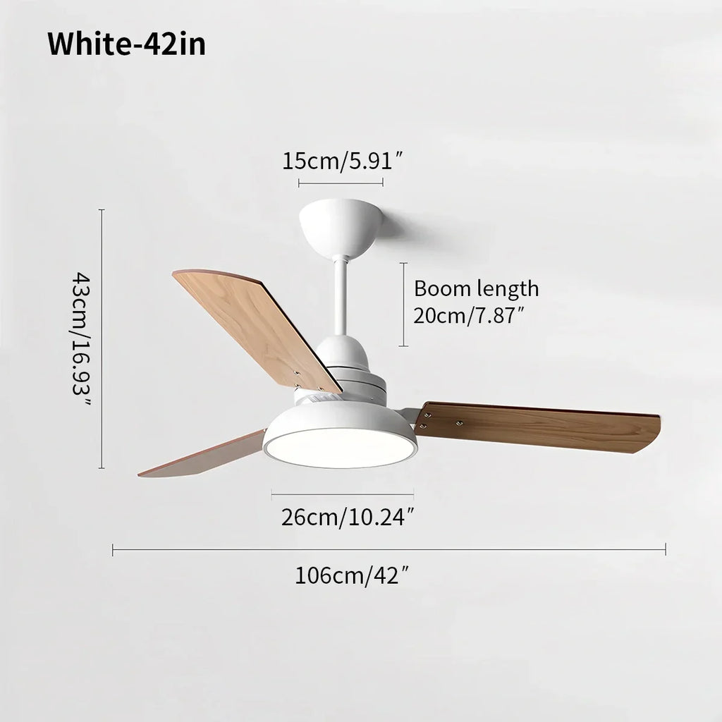 Moderne minimalistische Deckenventilatorleuchte mit drei Blättern | Desfino