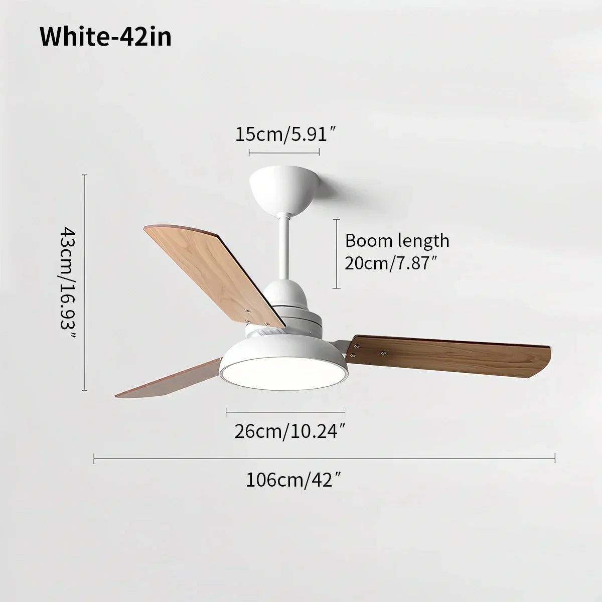 Moderne minimalistische Deckenventilatorleuchte mit drei Blättern | Desfino