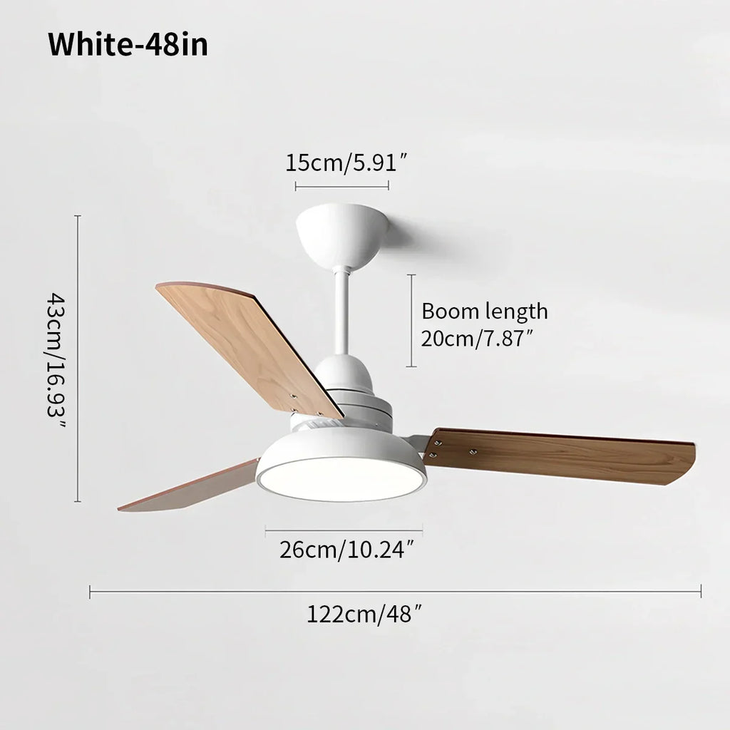 Moderne minimalistische Deckenventilatorleuchte mit drei Blättern | Desfino