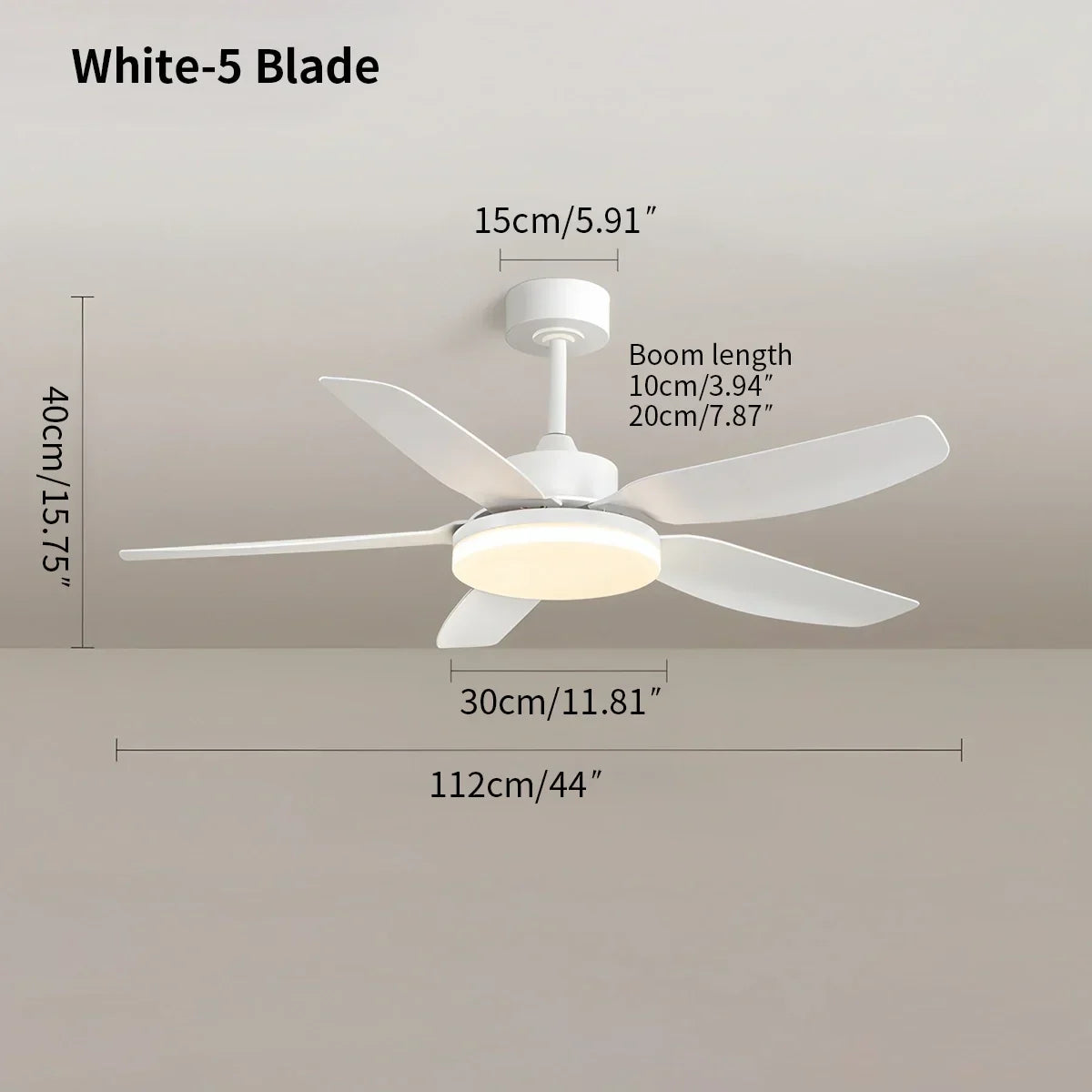 Weiße Deckenventilatorleuchte mit Fernbedienung | Desfino