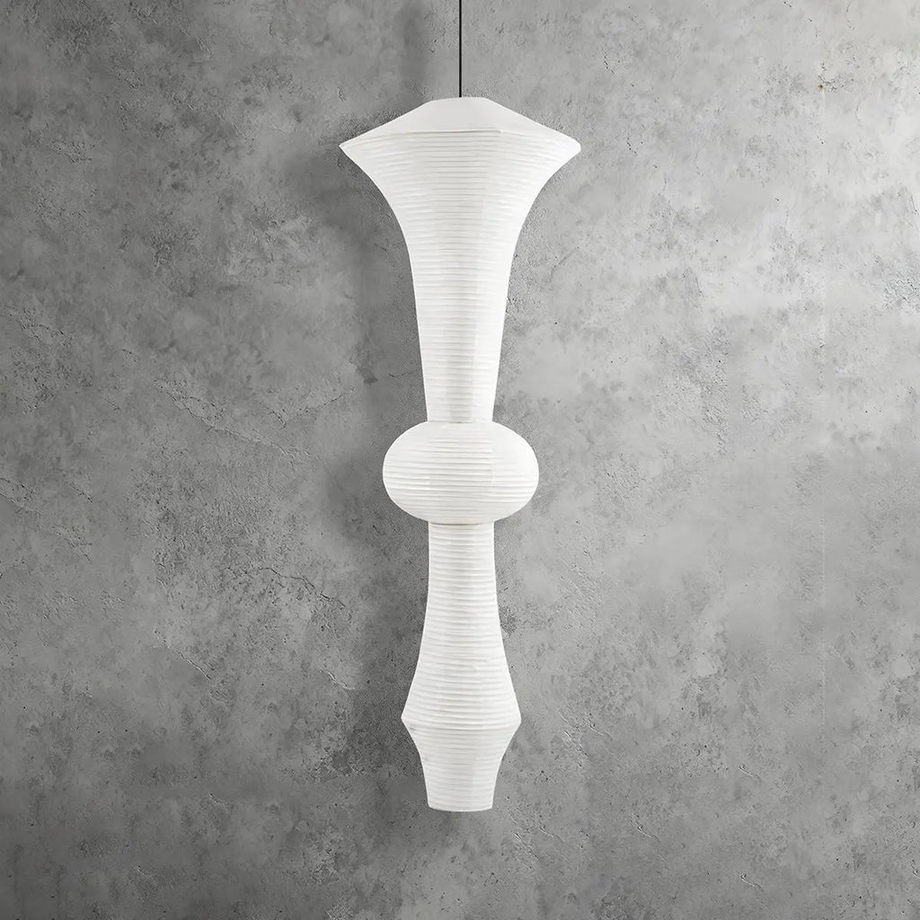 Washi Paper Corner Pendant Light for High Ceilings | Desfino