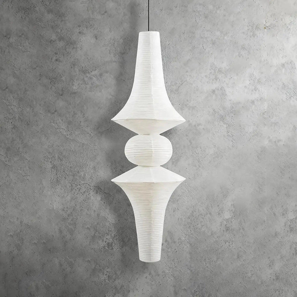 Washi Paper Corner Pendant Light for High Ceilings | Desfino