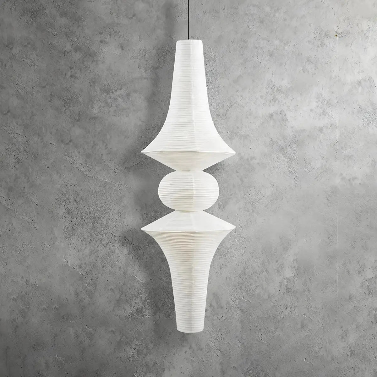 Washi Paper Corner Pendant Light for High Ceilings | Desfino