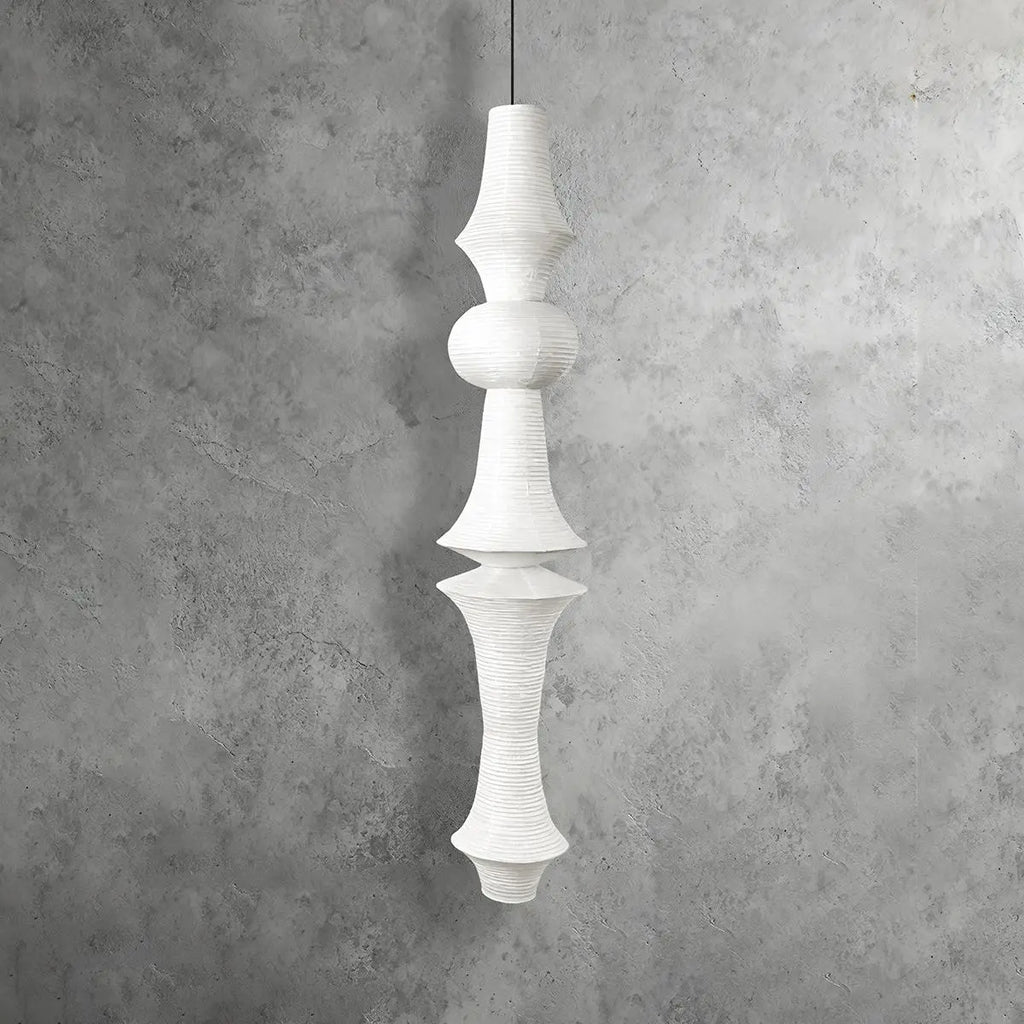 Washi Paper Corner Pendant Light for High Ceilings | Desfino