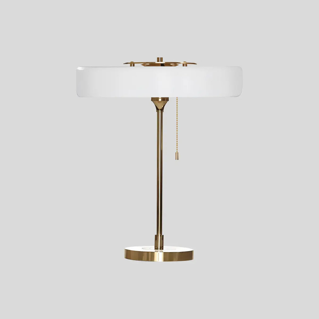 Mid-Century Round Table Lamp with Pull Chain | Desfino