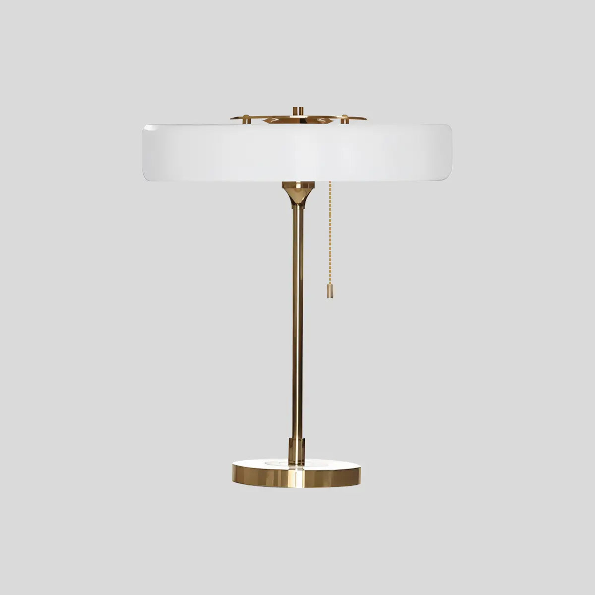 Mid-Century Round Table Lamp with Pull Chain | Desfino