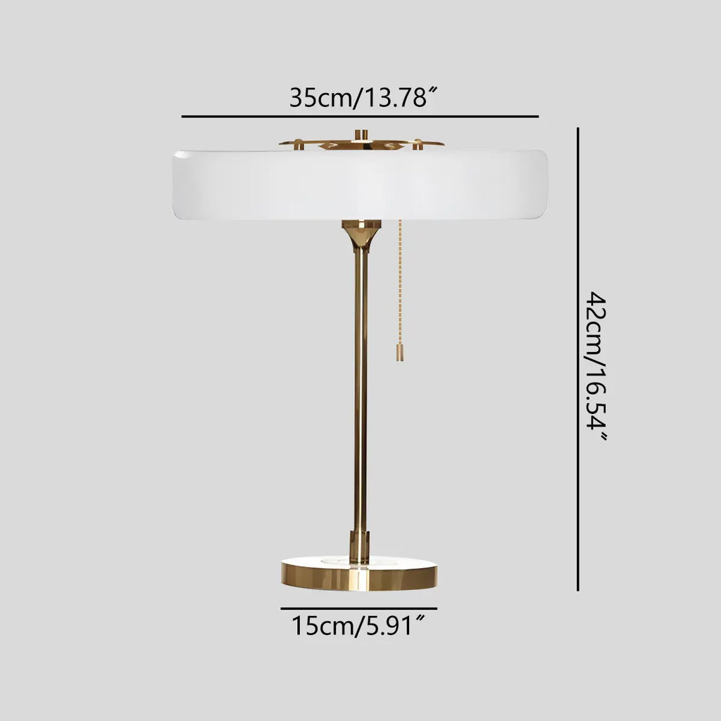 Mid-Century Round Table Lamp with Pull Chain | Desfino