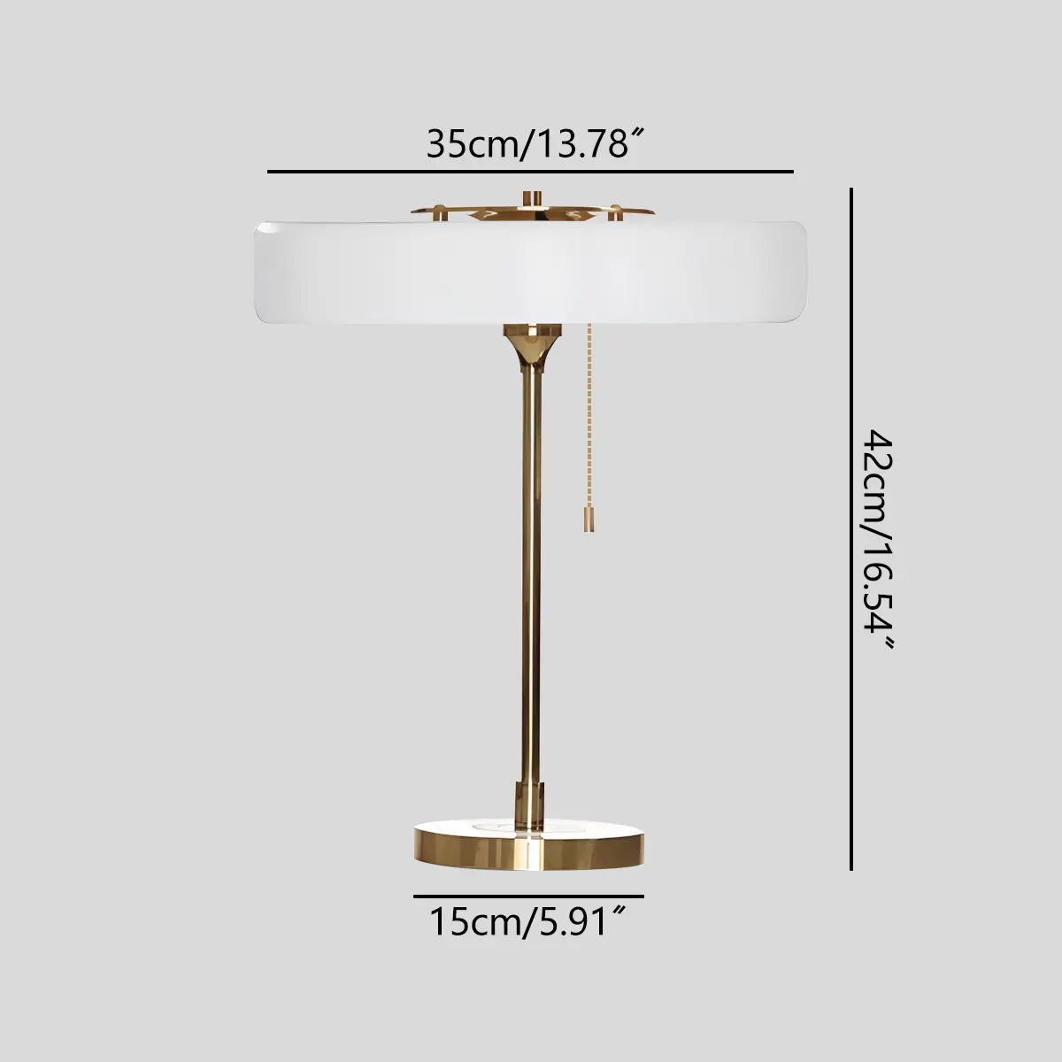 Mid-Century Round Table Lamp with Pull Chain | Desfino