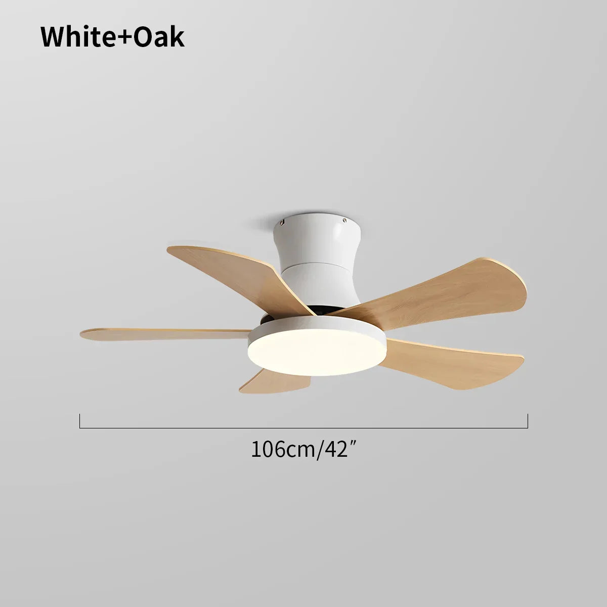 Skandinavischer Deckenventilator mit niedrigem Profil und Licht | Desfino