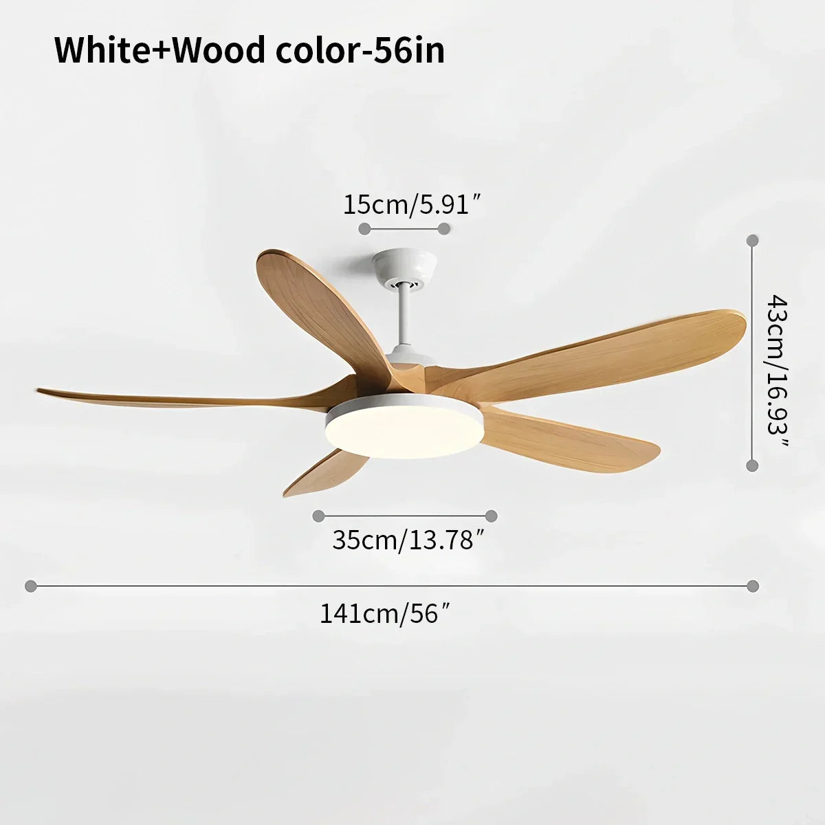 Deckenventilator mit 5 Holzblättern und Licht | Desfino