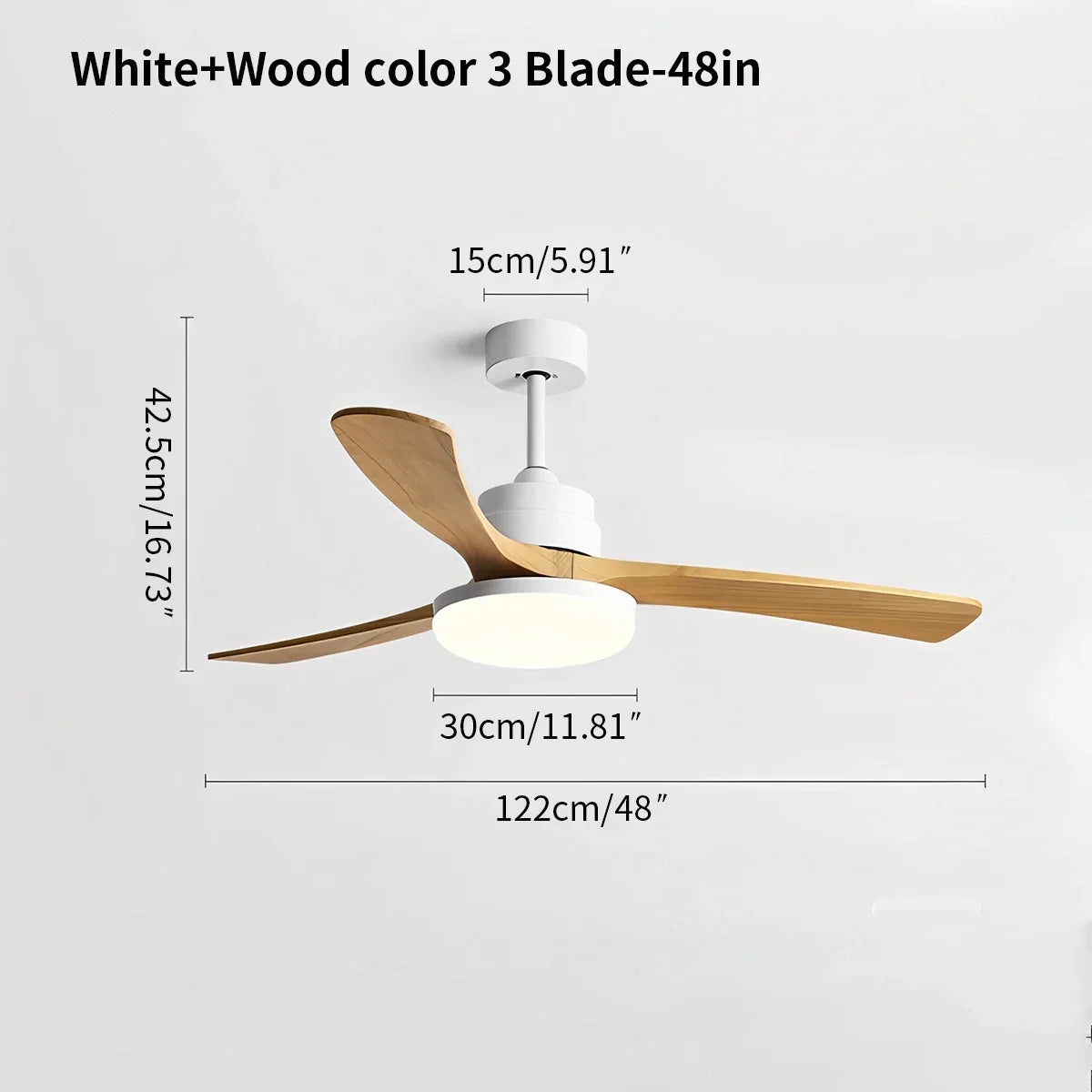 Deckenventilator mit Leuchte „High Wind“ aus Holz | Desfino