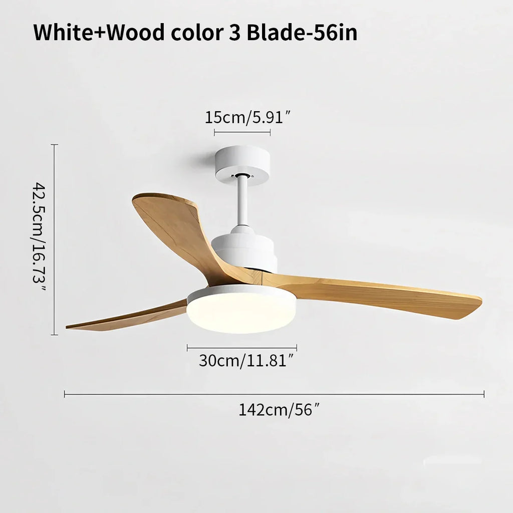 Deckenventilator mit Leuchte „High Wind“ aus Holz | Desfino