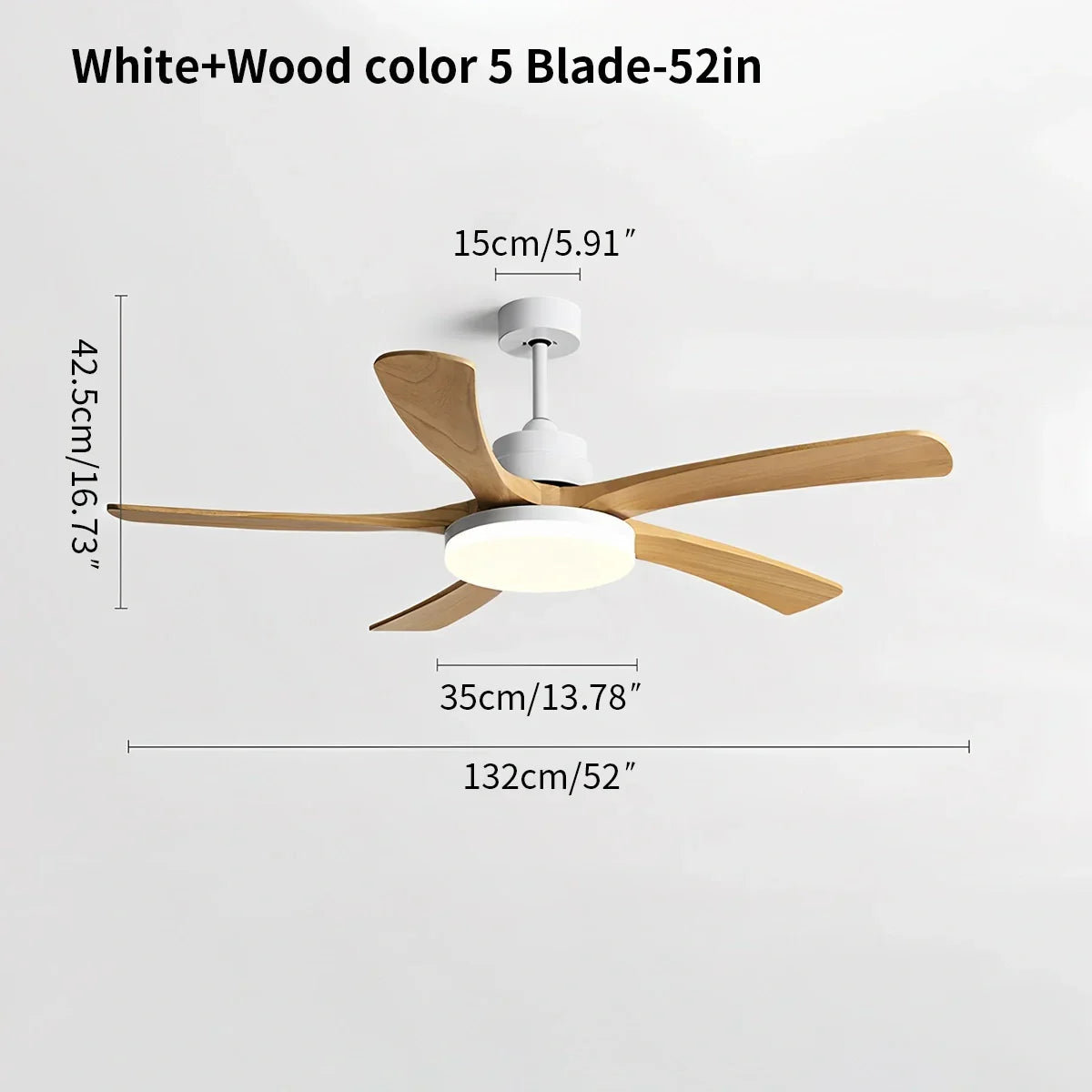 Deckenventilator mit Leuchte „High Wind“ aus Holz | Desfino