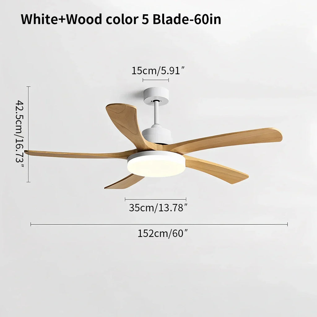 Deckenventilator mit Leuchte „High Wind“ aus Holz | Desfino