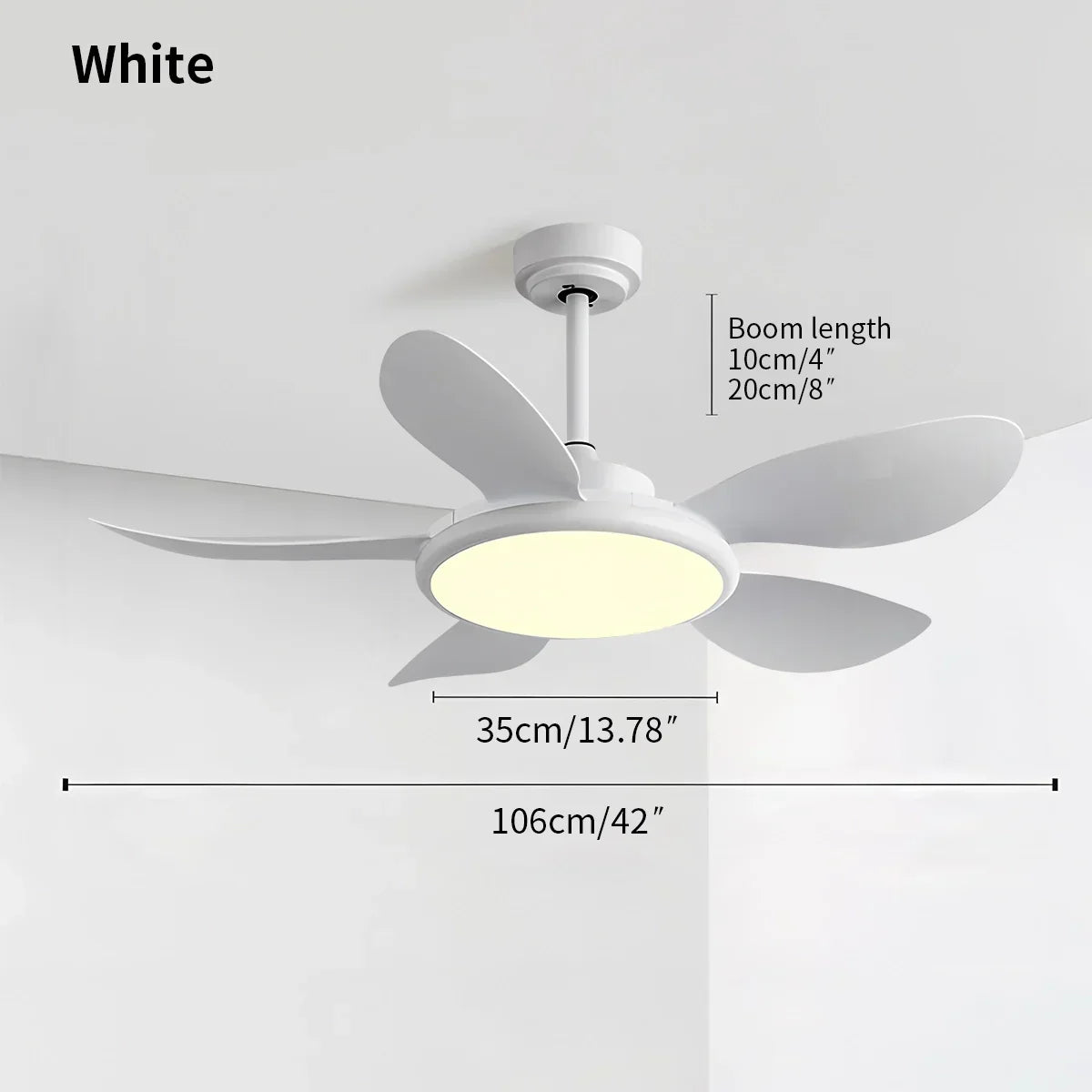 Deckenventilator mit 5 Holzflügeln und Licht fürs Wohnzimmer | Desfino