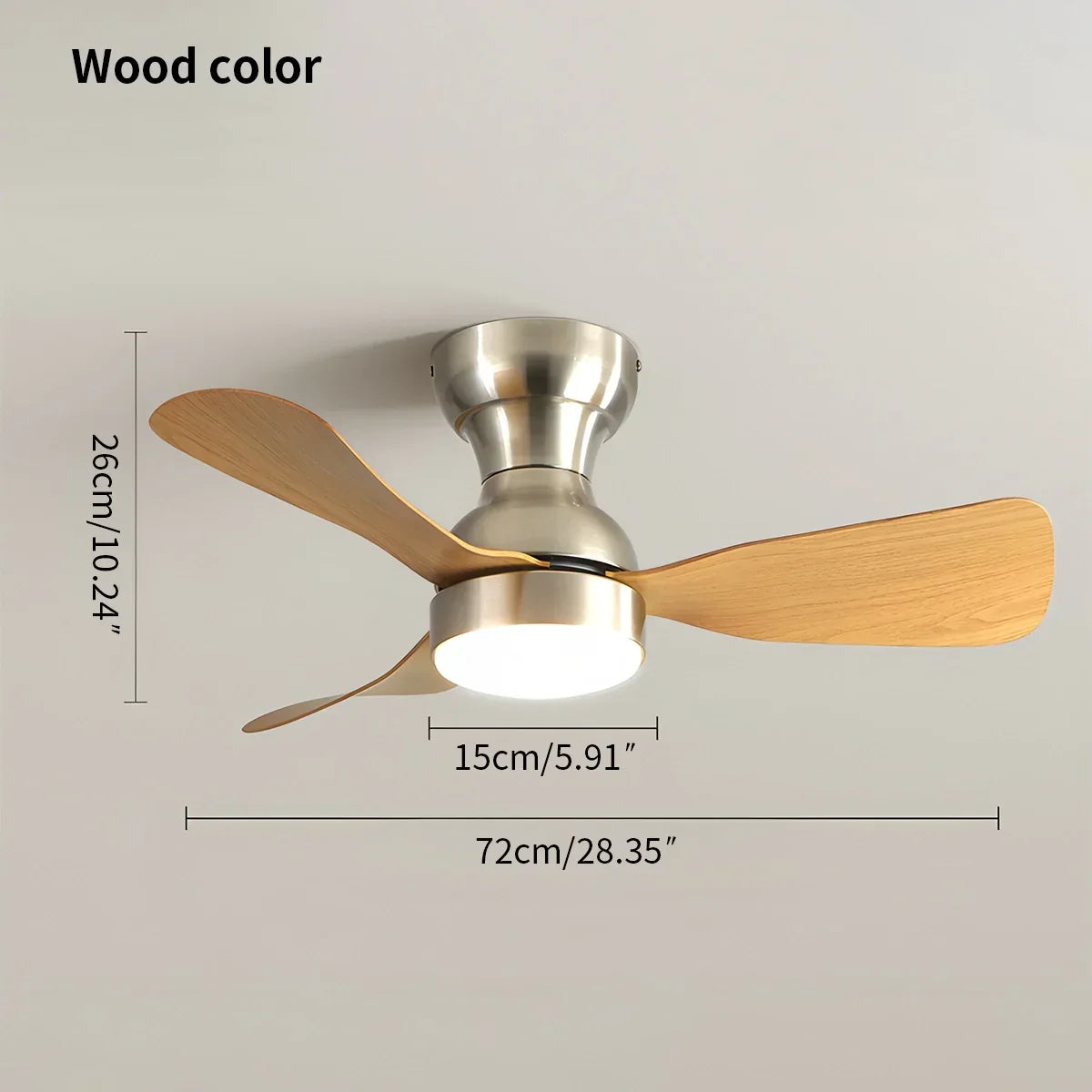 Kompakter Deckenventilator mit Licht und Fernbedienung für Innenräume | Desfino